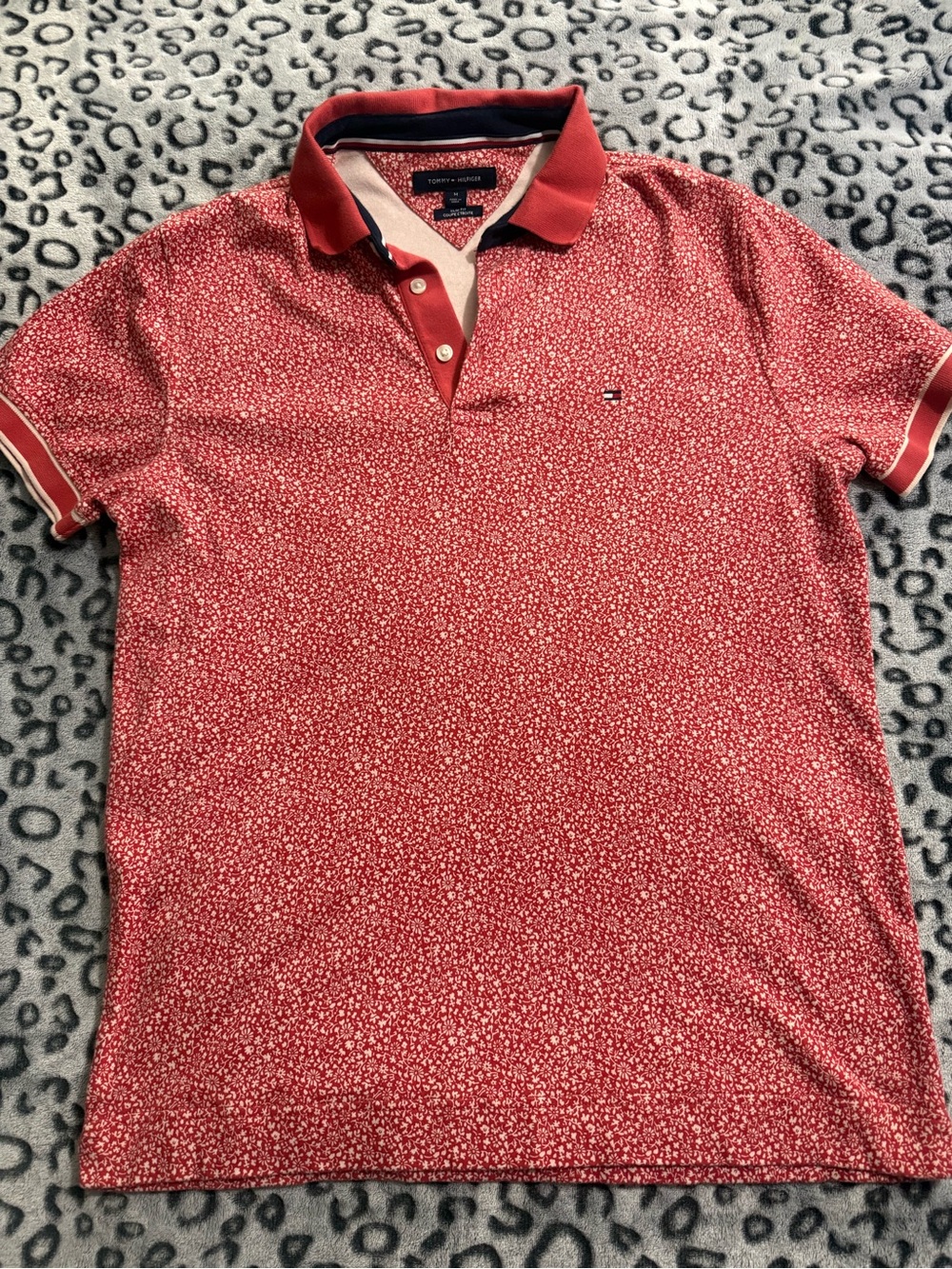Tommy Hilfiger Men’s Red Micro-Print Polo